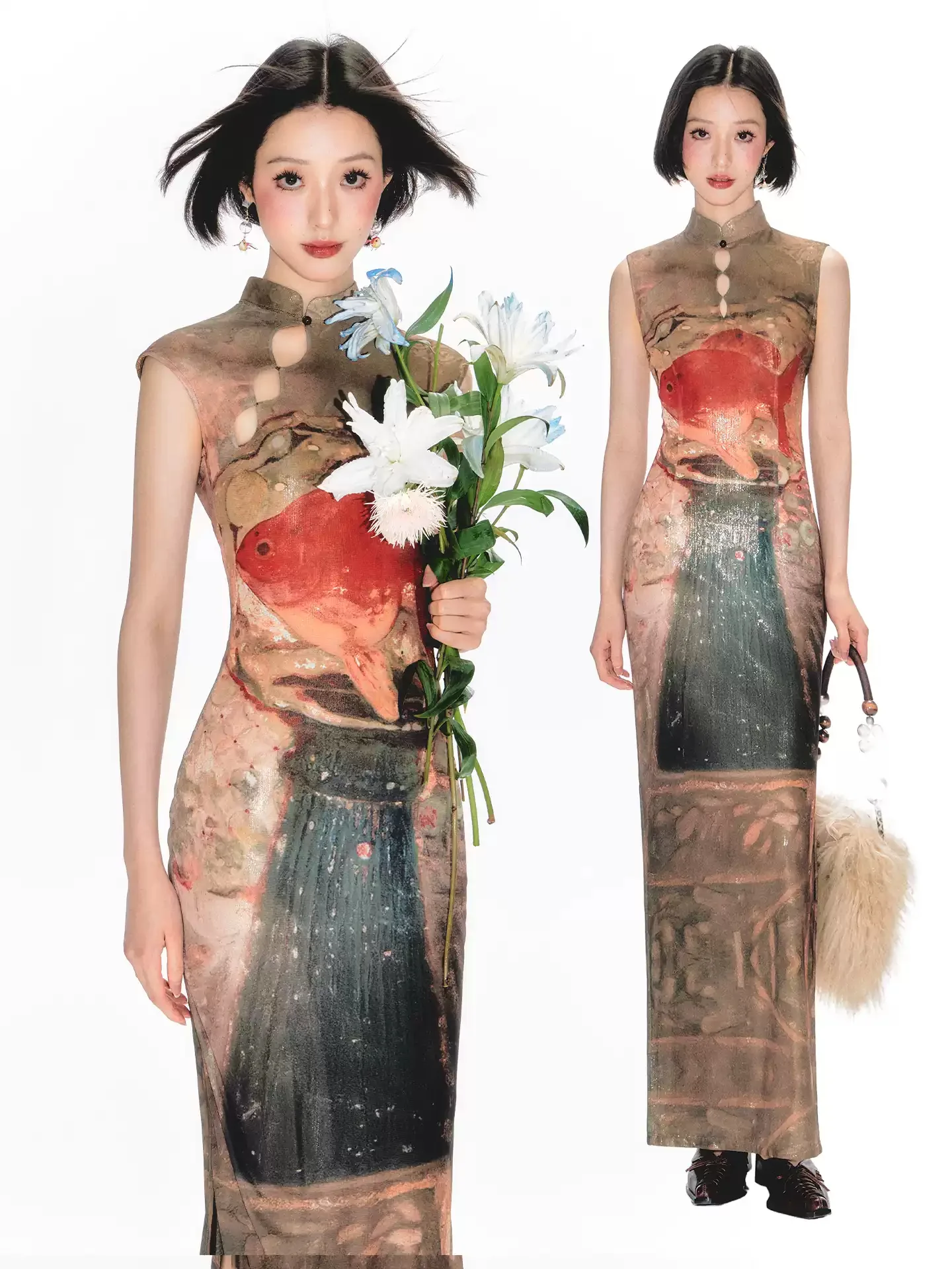 Goldfish Cheongsam Dress - Image 3