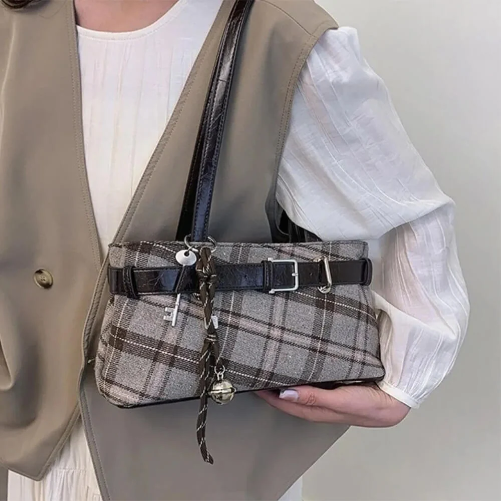 Gossip Goes Around Plaid Belted Bag - Image 3