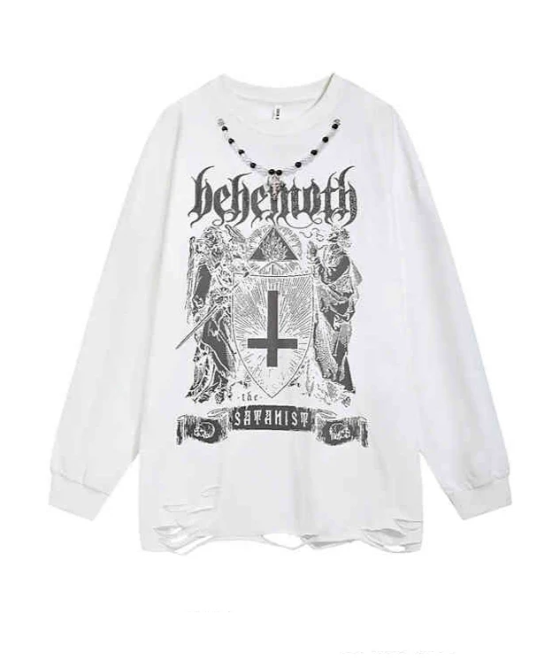 Goth Distressed Cross Grunge Sweatshirt - Image 2