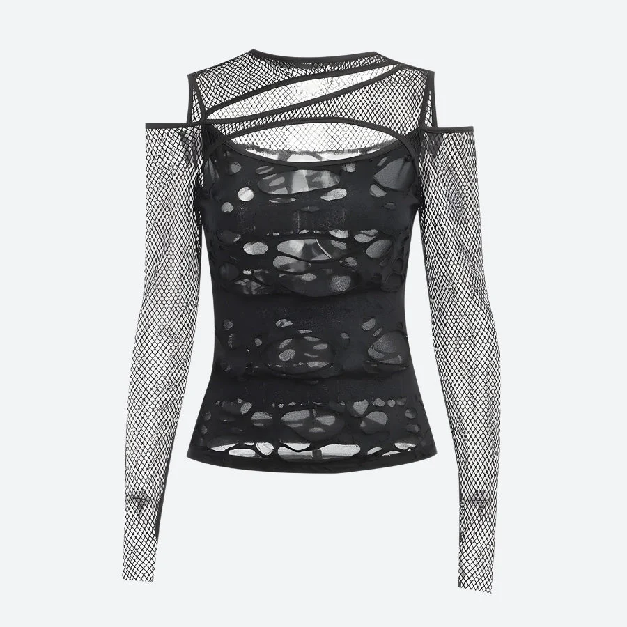 Goth Fishnet Ripped Top - Image 4