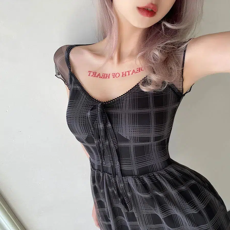 Goth Plaid Mini Dress - Image 3