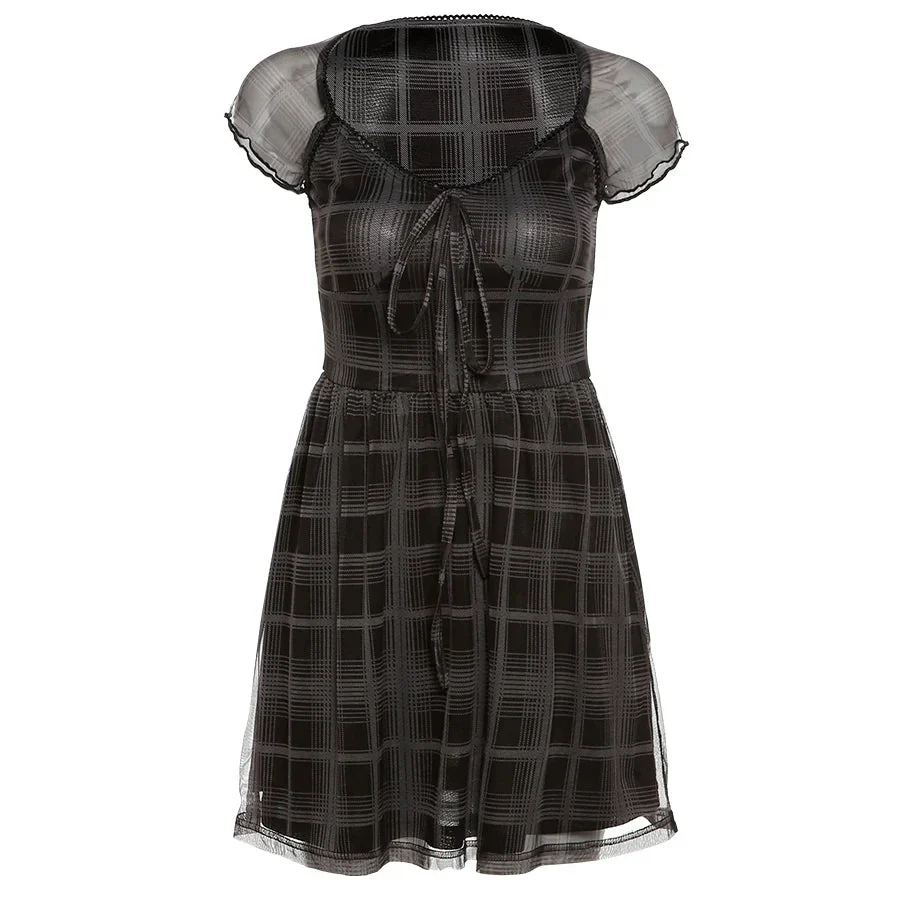 Goth Plaid Mini Dress - Image 4