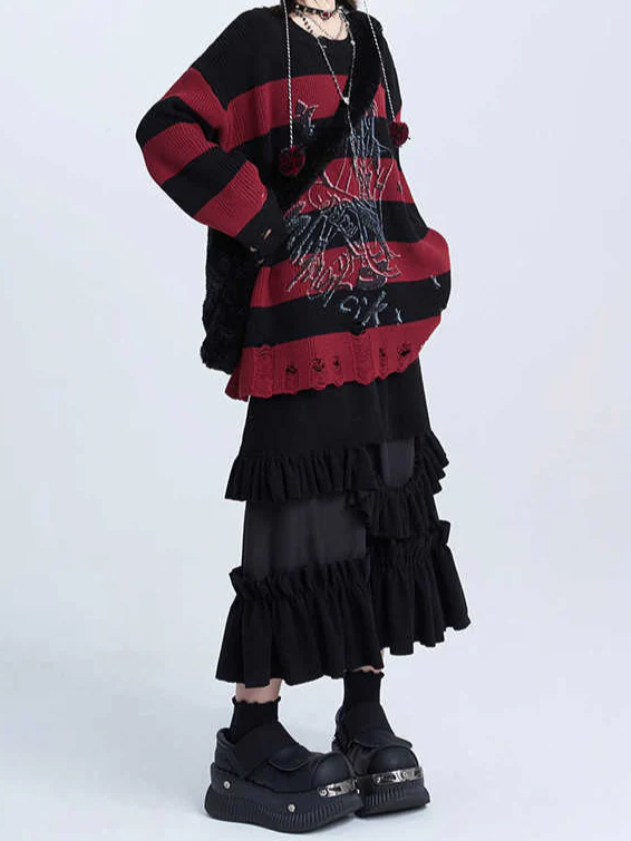 Goth Red Pullover Sweater - Image 2