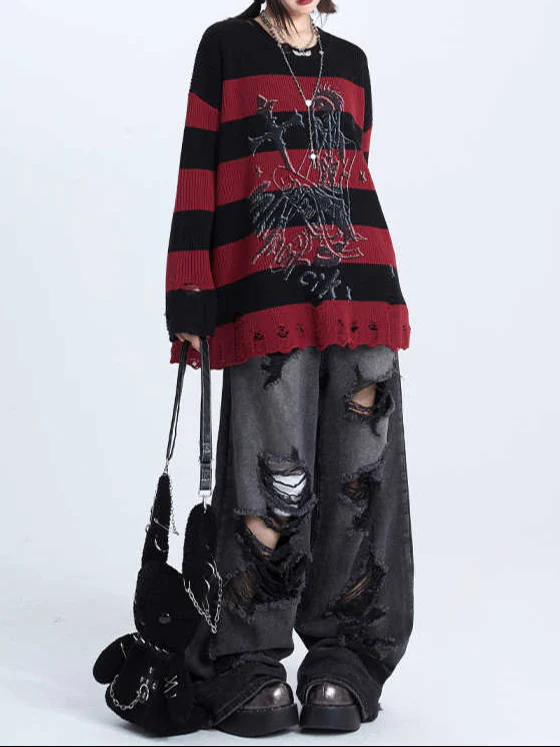 Goth Red Pullover Sweater - Image 3