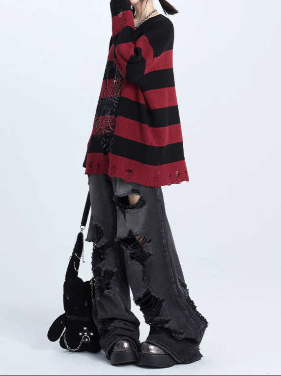 Goth Red Pullover Sweater - Image 4