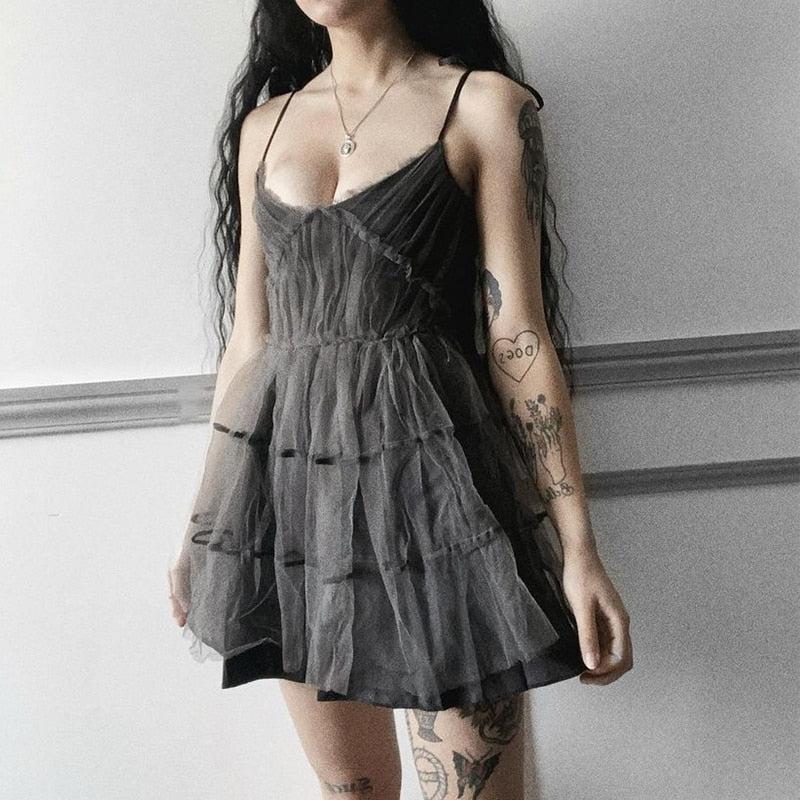 Goth Strap Patchwork Mini Dress - Image 6