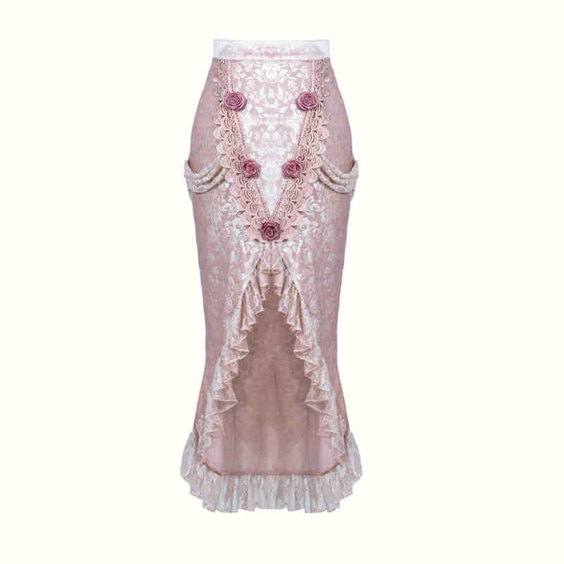 Goth Velvet Rose Fishtail Skirt - Image 5