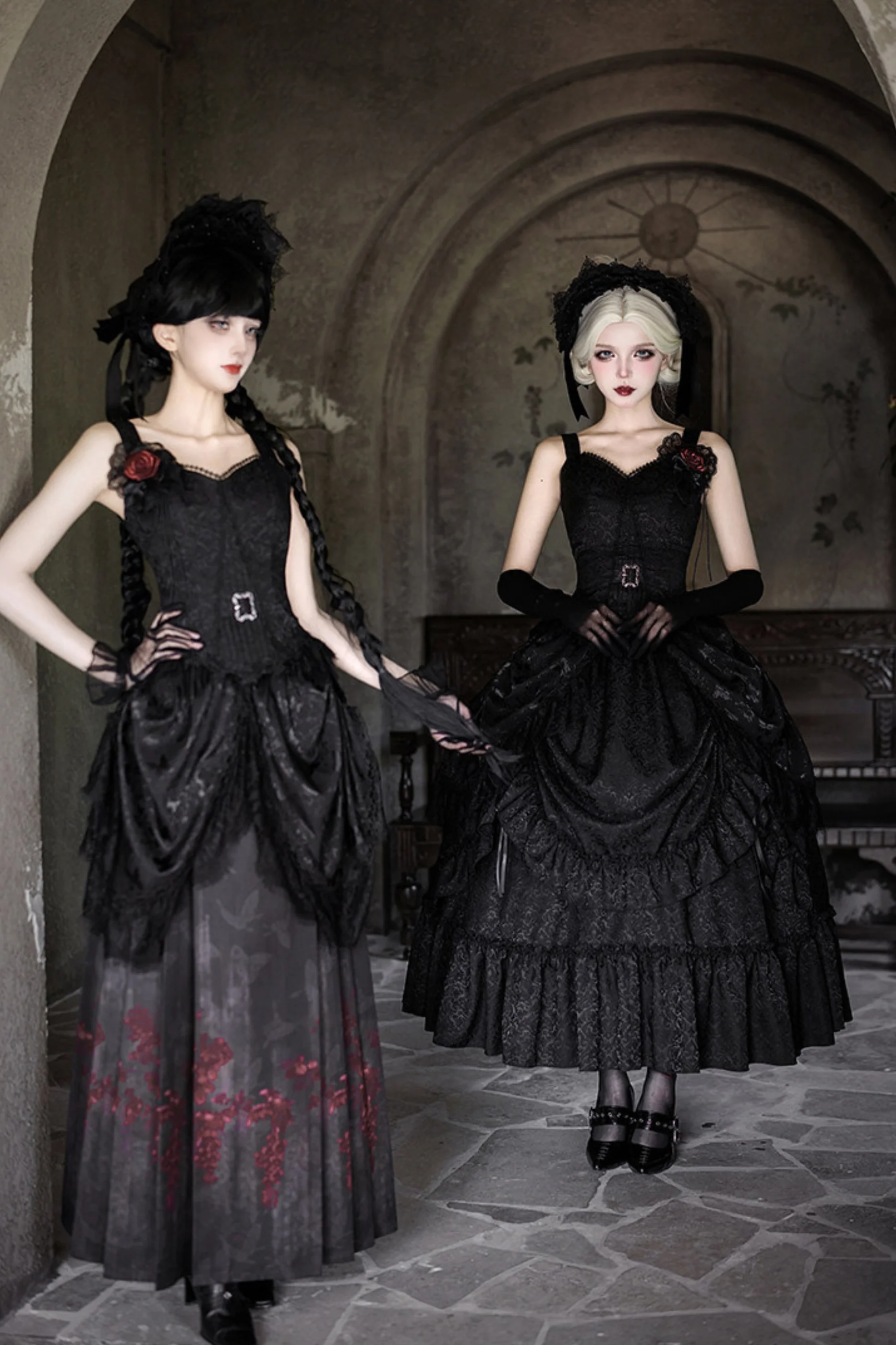 Gothic Corset Tops + Short Coat + Horse + Curtain + Skirt + Flower + Bonnet - Image 10