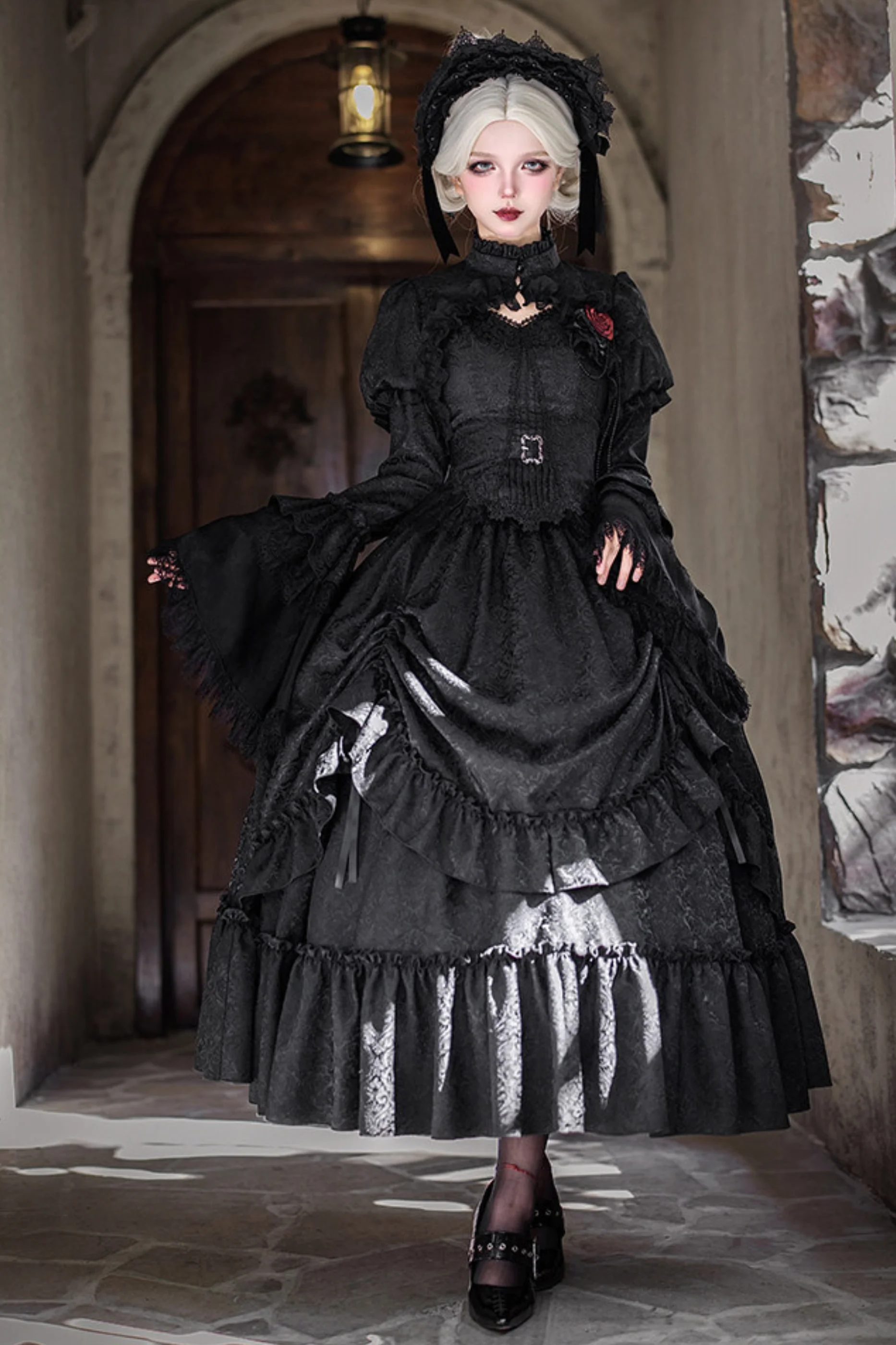 Gothic Corset Tops + Short Coat + Horse + Curtain + Skirt + Flower + Bonnet - Image 15