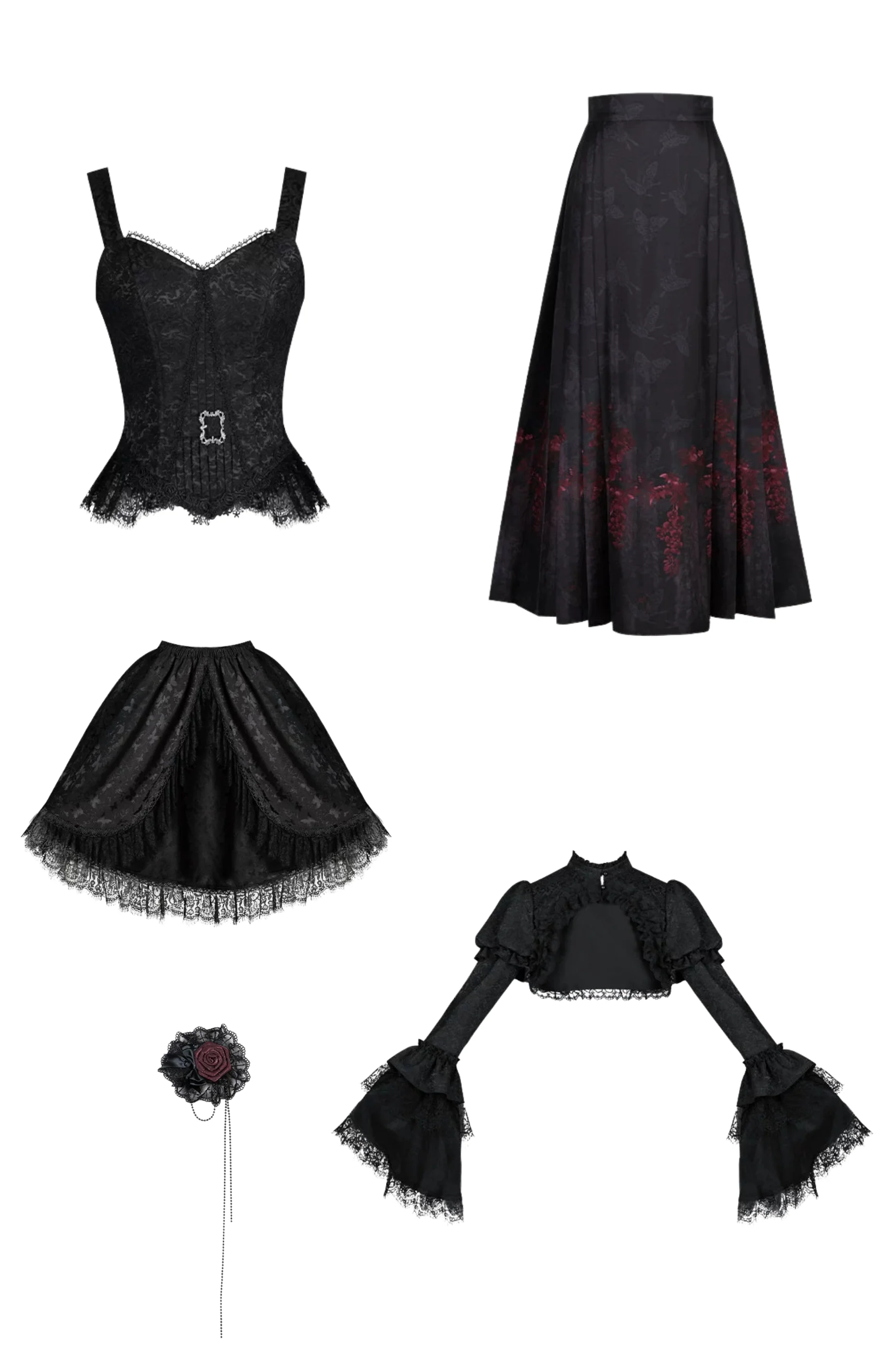 Gothic Corset Tops + Short Coat + Horse + Curtain + Skirt + Flower + Bonnet - Image 30
