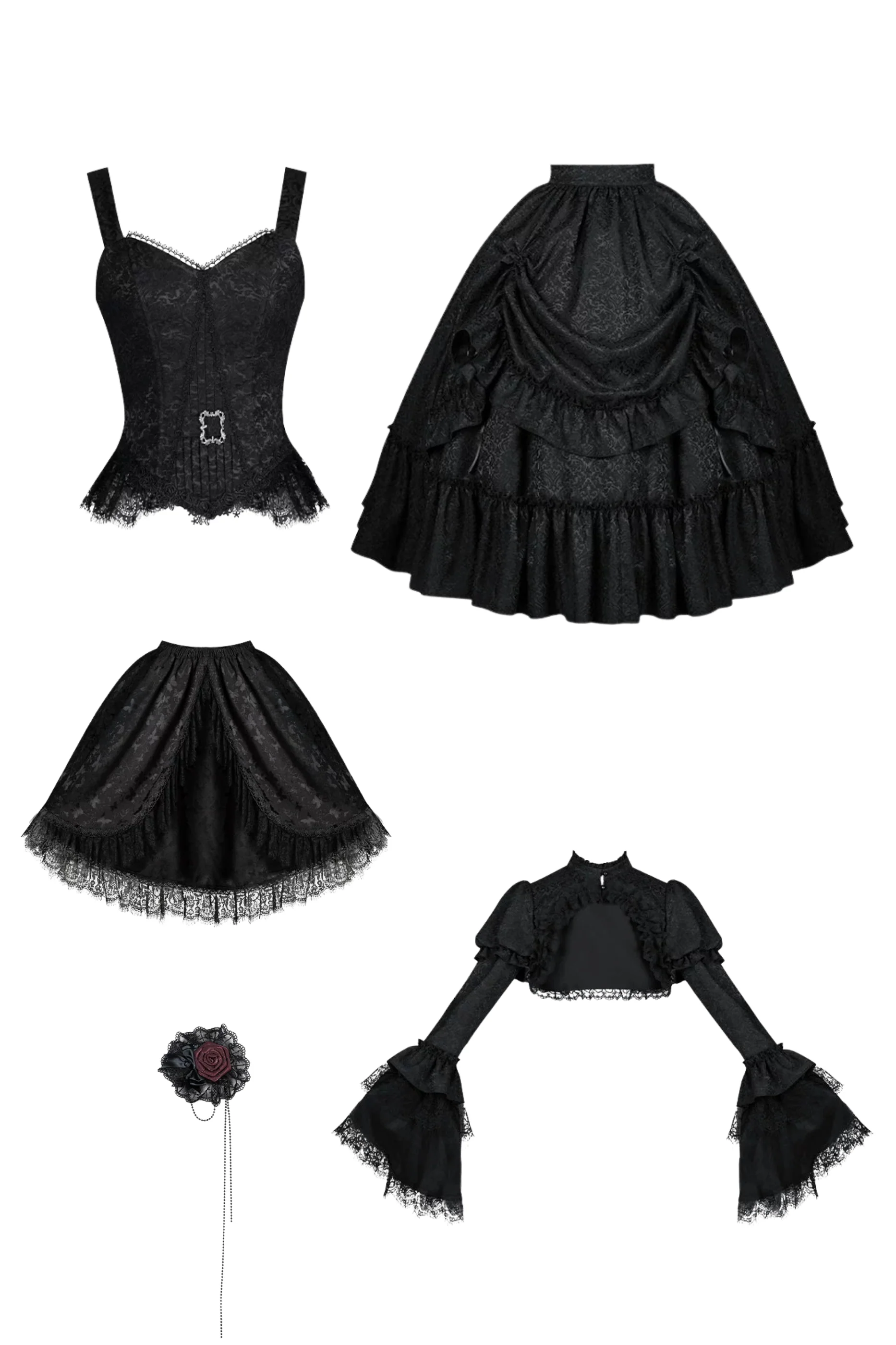 Gothic Corset Tops + Short Coat + Horse + Curtain + Skirt + Flower + Bonnet - Image 33