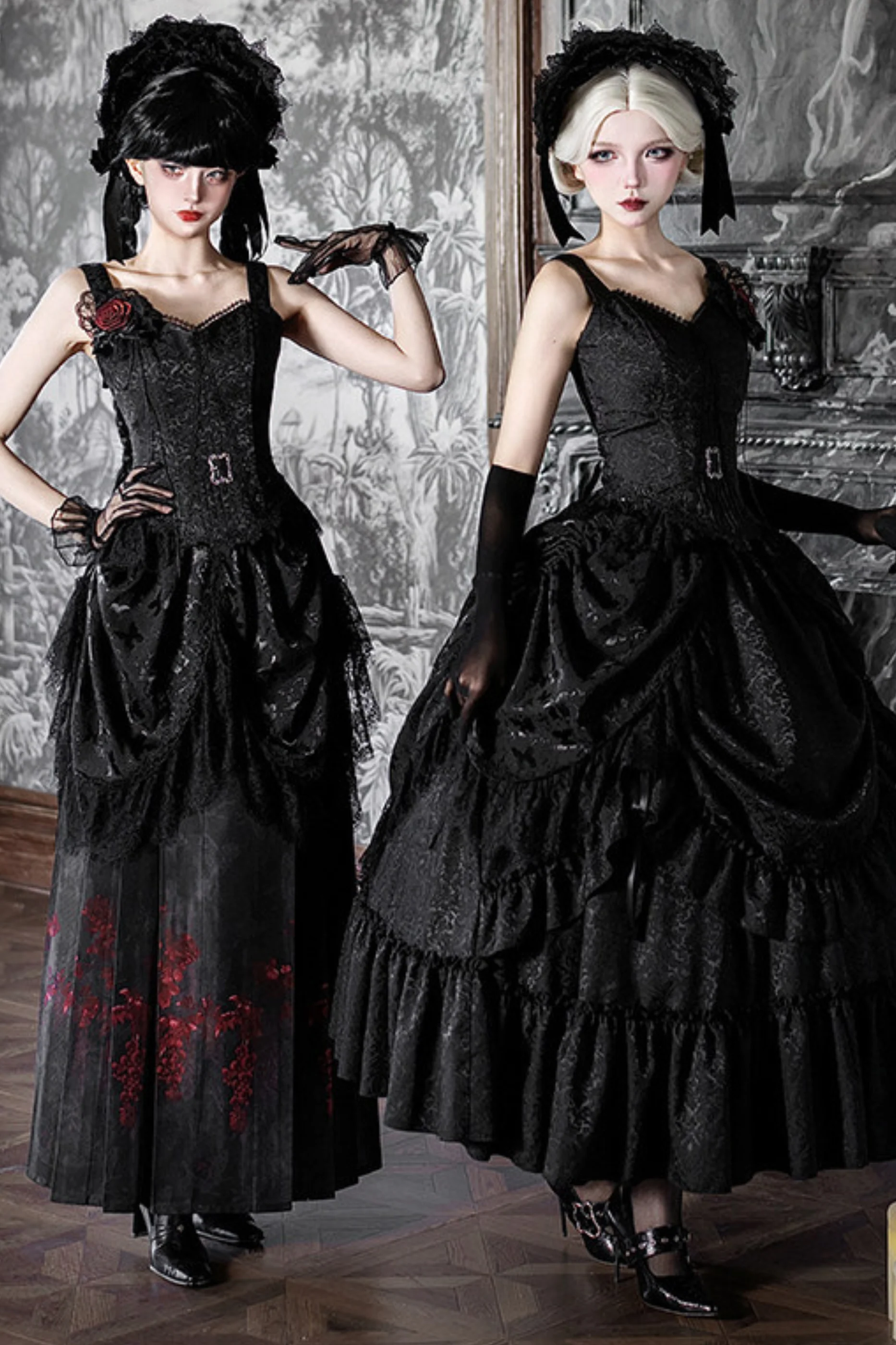 Gothic Corset Tops + Short Coat + Horse + Curtain + Skirt + Flower + Bonnet - Image 6
