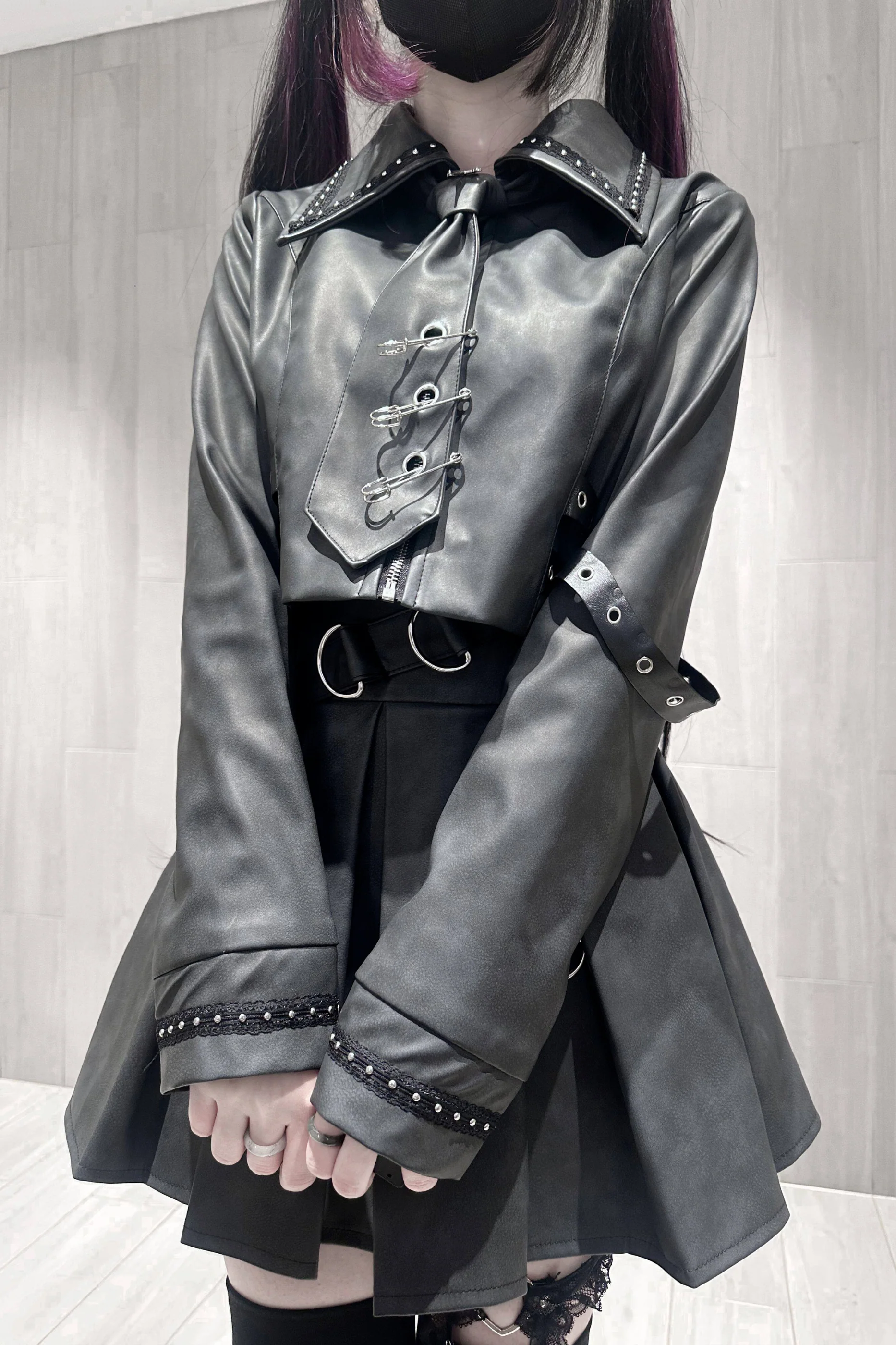 Gothic Matte Leather Dark Girl Top + Skirt - Image 4