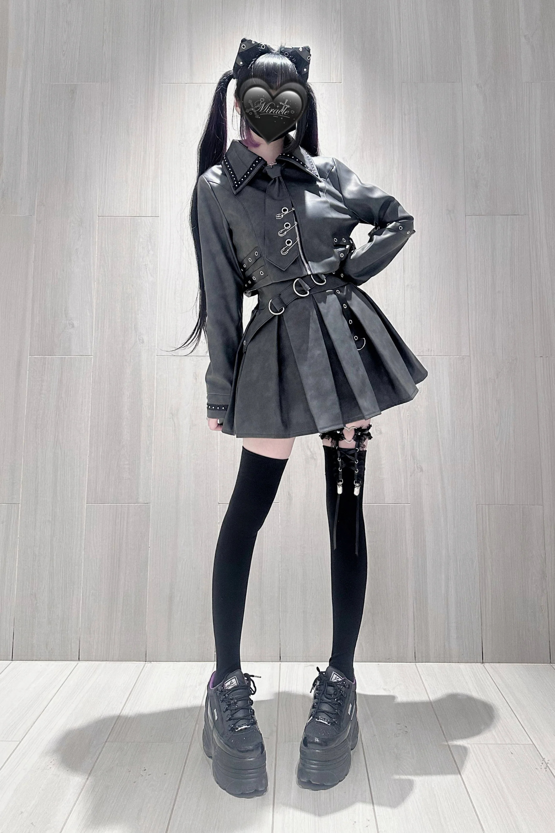 Gothic Matte Leather Dark Girl Top + Skirt - Image 7