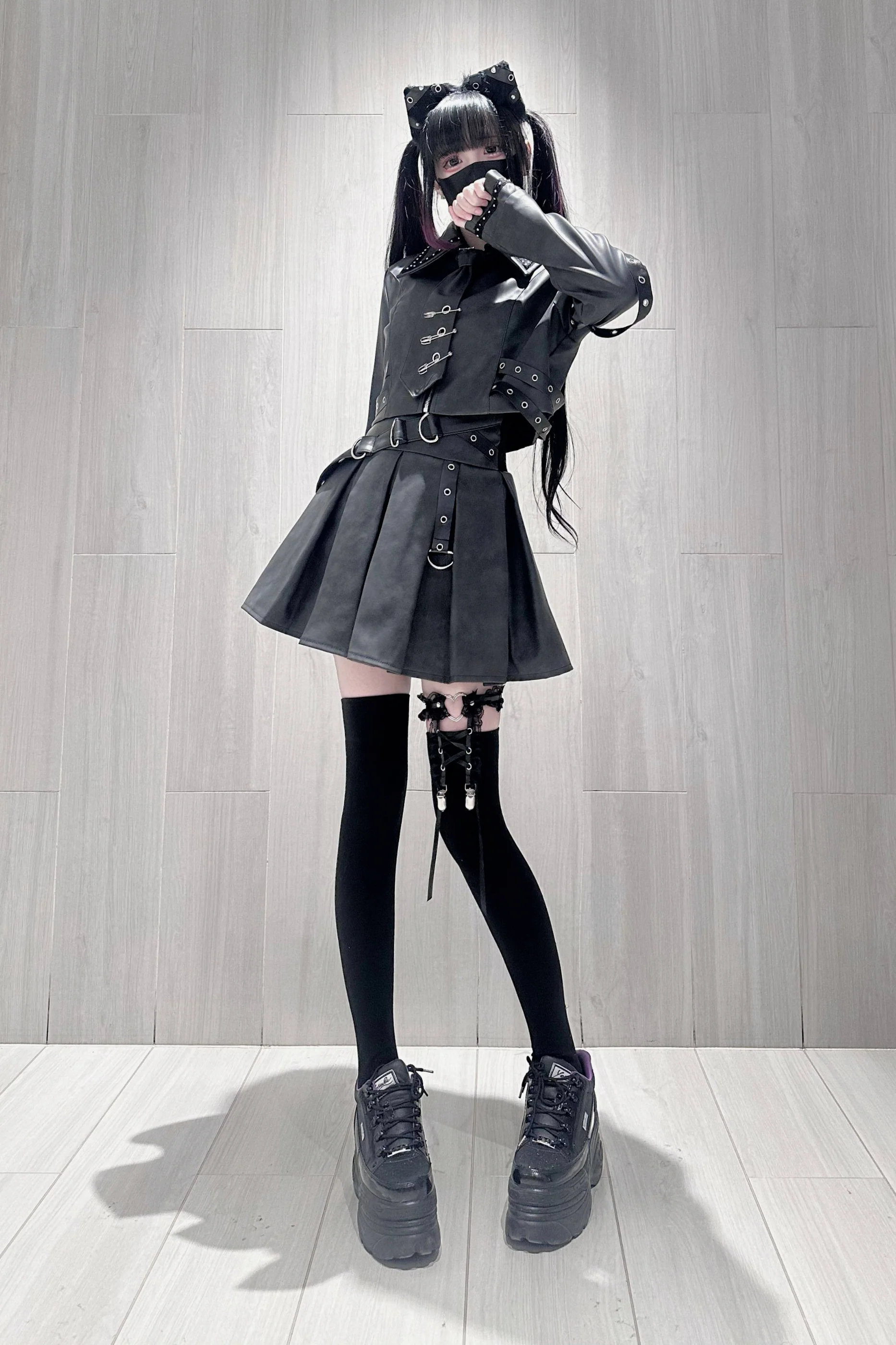 Gothic Matte Leather Dark Girl Top + Skirt - Image 8