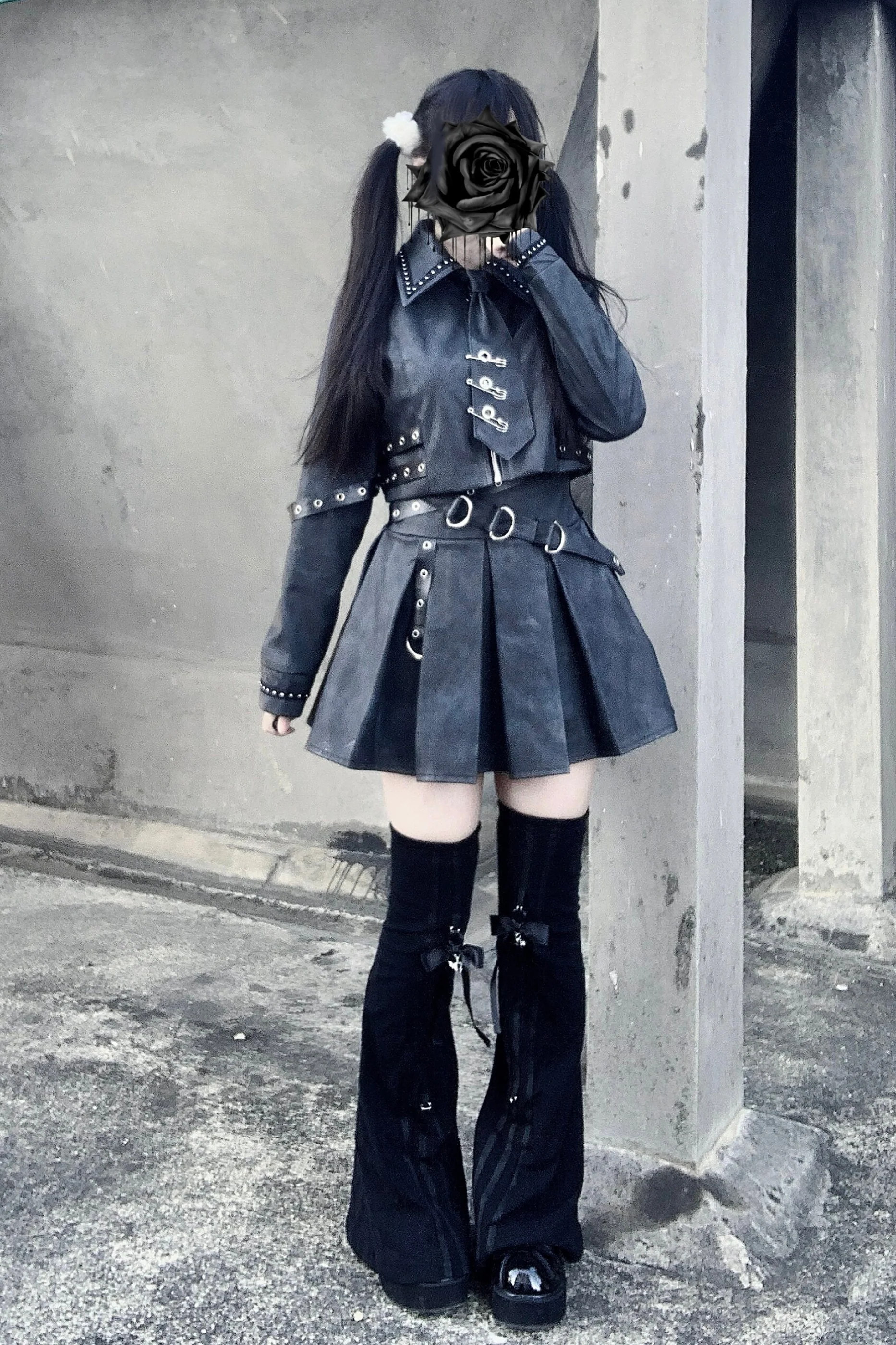 Gothic Matte Leather Dark Girl Top + Skirt - Image 9