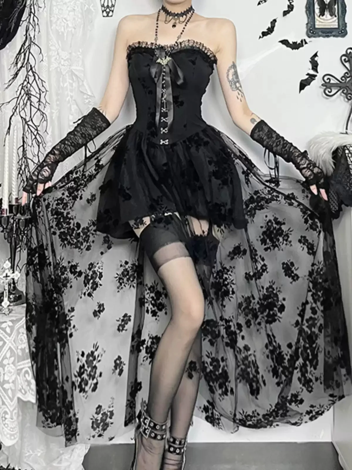 Gothic Mesh Corset Dress