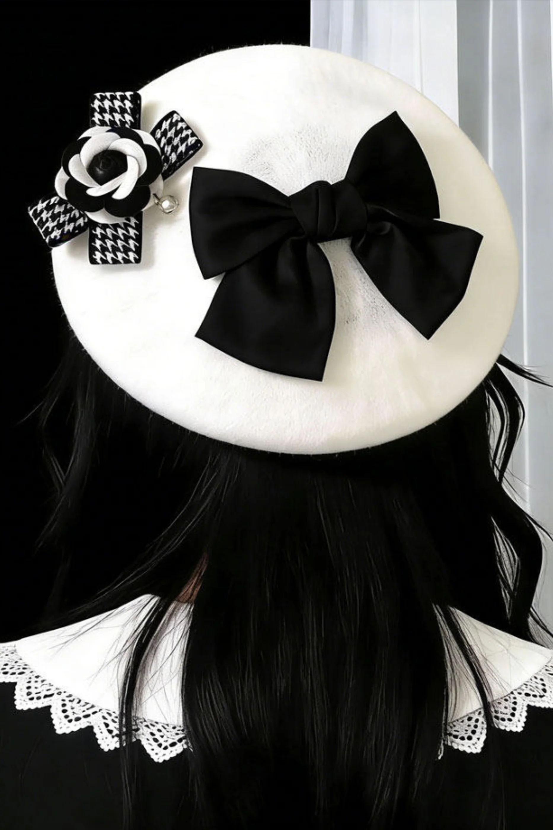 Gothic Velvet Bow Beret