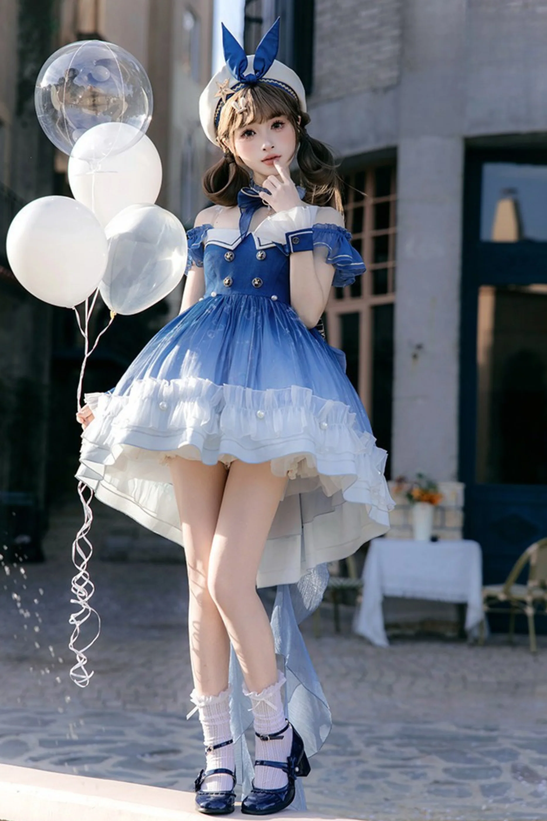 【Reservation Deadline February 28】Gradient Bubble Dress + Bunny Ear Pin + Sleeves + Hat - Image 10