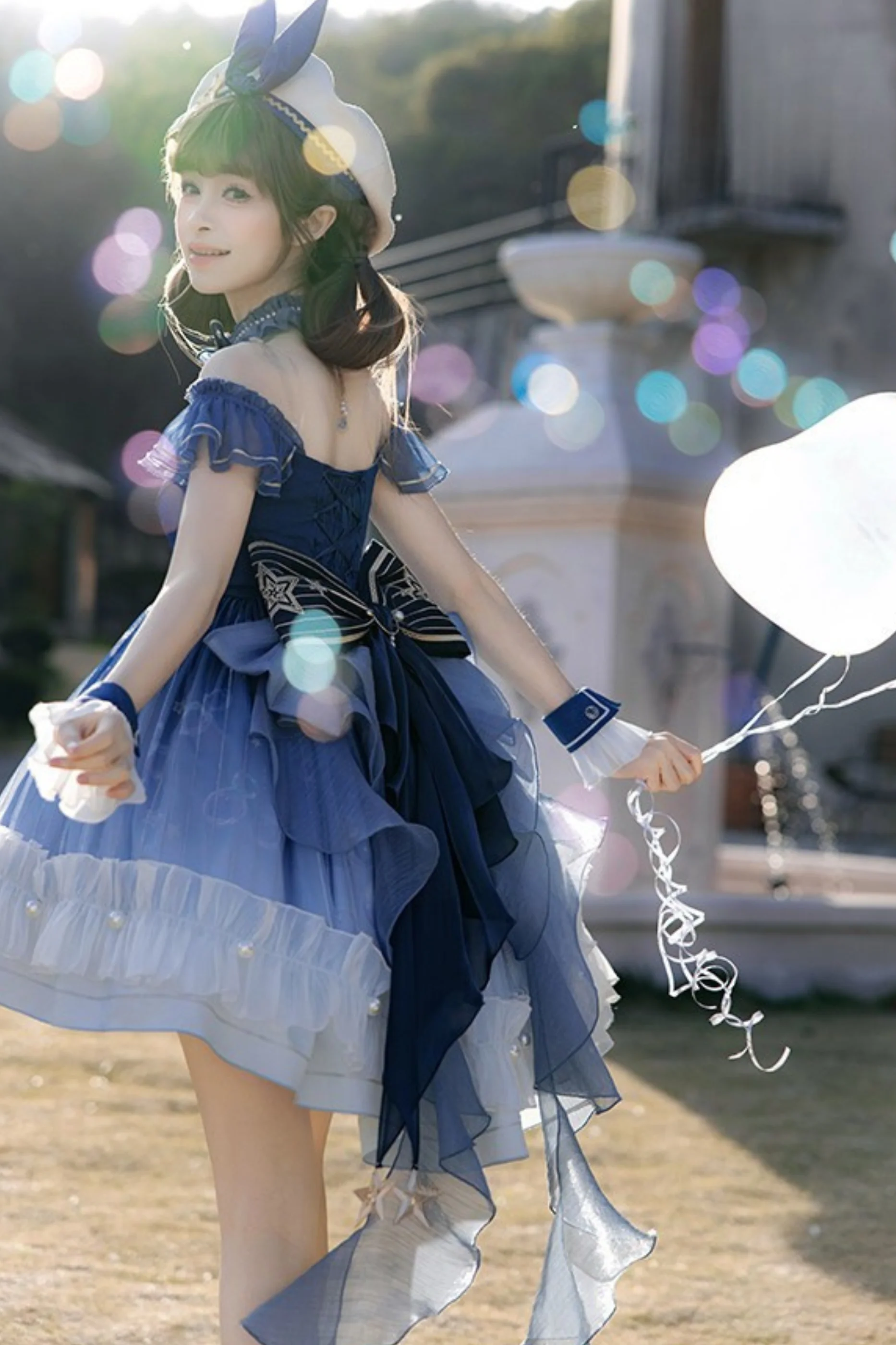 【Reservation Deadline February 28】Gradient Bubble Dress + Bunny Ear Pin + Sleeves + Hat - Image 9