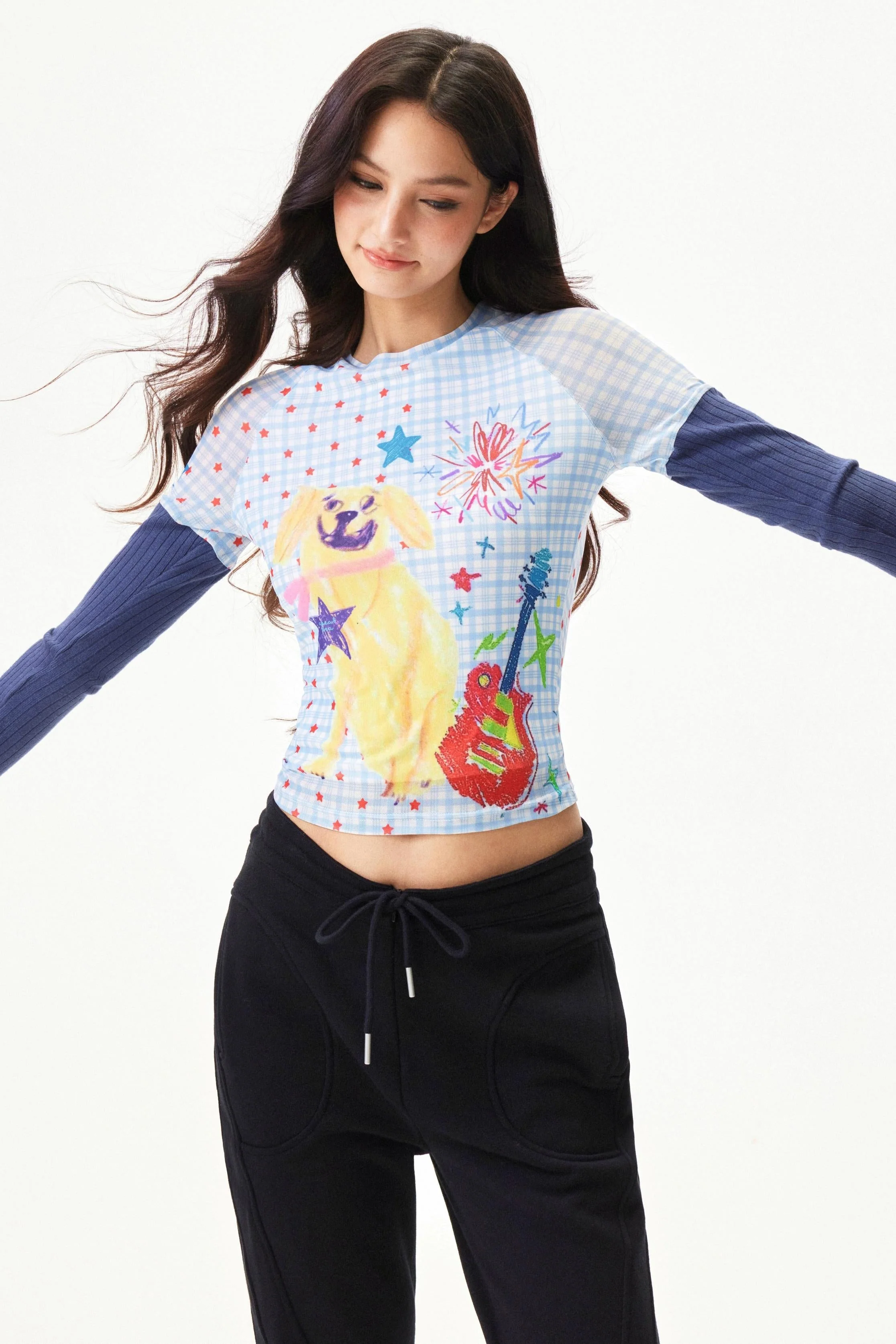 Graffiti Mesh Patchwork Top - Image 2