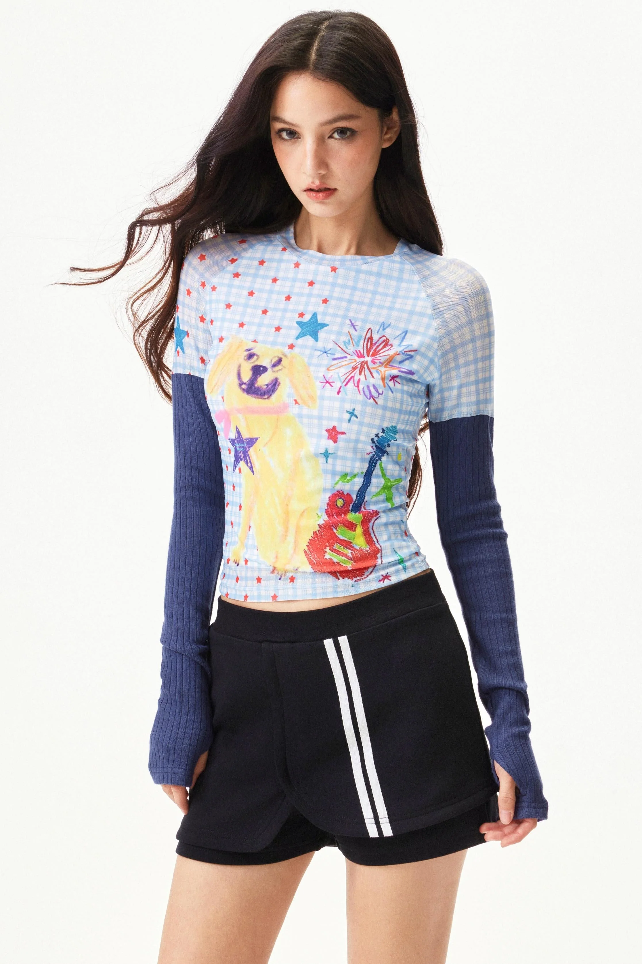 Graffiti Mesh Patchwork Top - Image 4