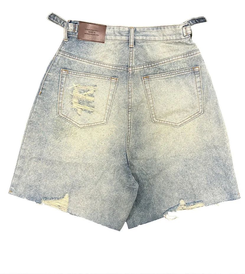 Graffiti Spray Skateboard Denim Shorts - Image 2
