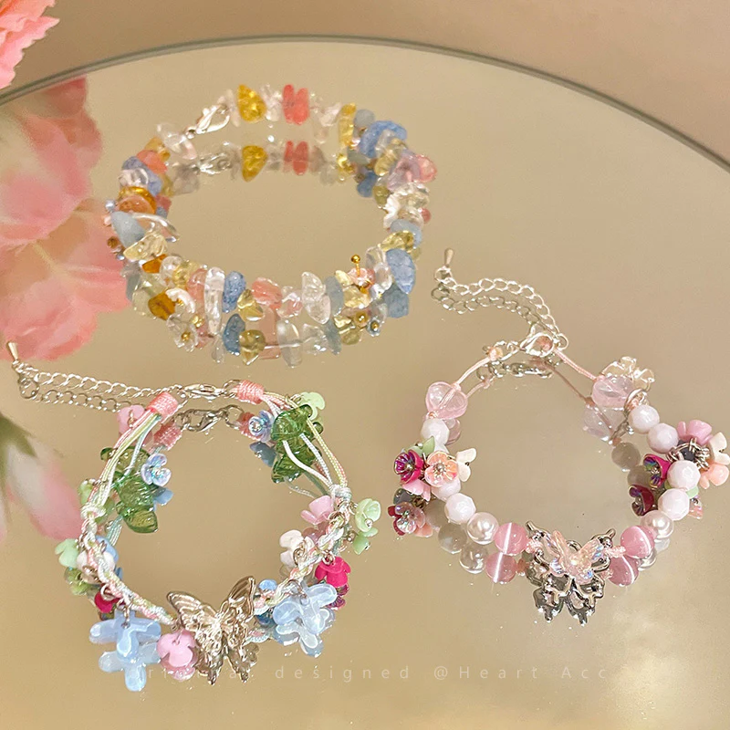 Gravel Butterfly Flower Kawaii Bracelet - Image 5
