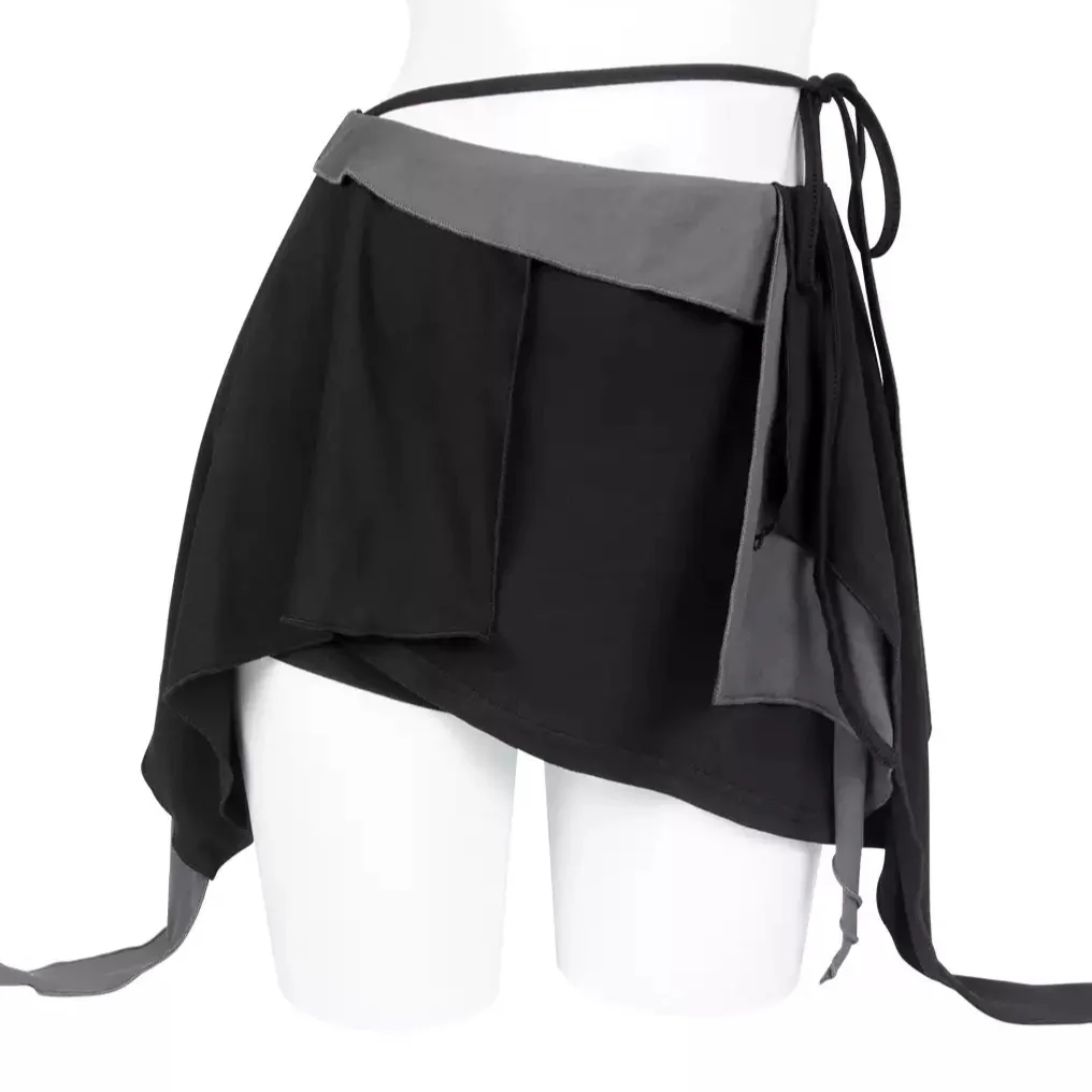 Gray and black contrast knitted culottes