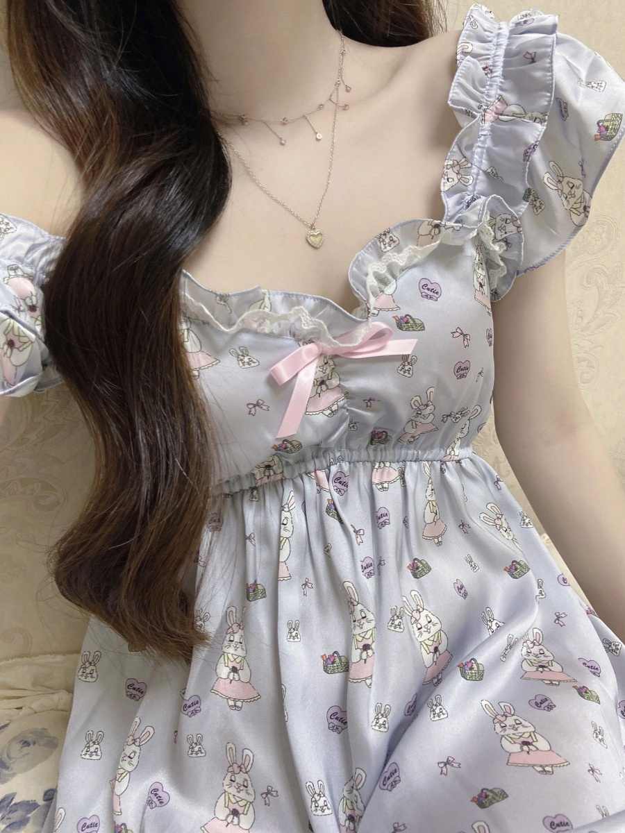 Gray Blue Lace Pajamas - Image 3
