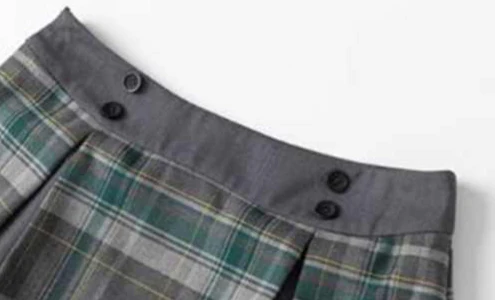 Gray-green Plaid Splicing Preppy Skirt - Image 2