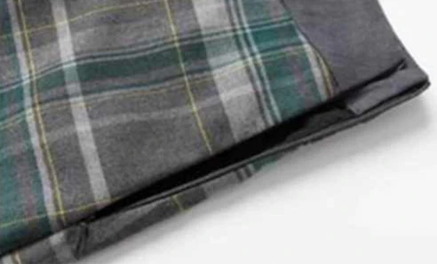Gray-green Plaid Splicing Preppy Skirt - Image 3