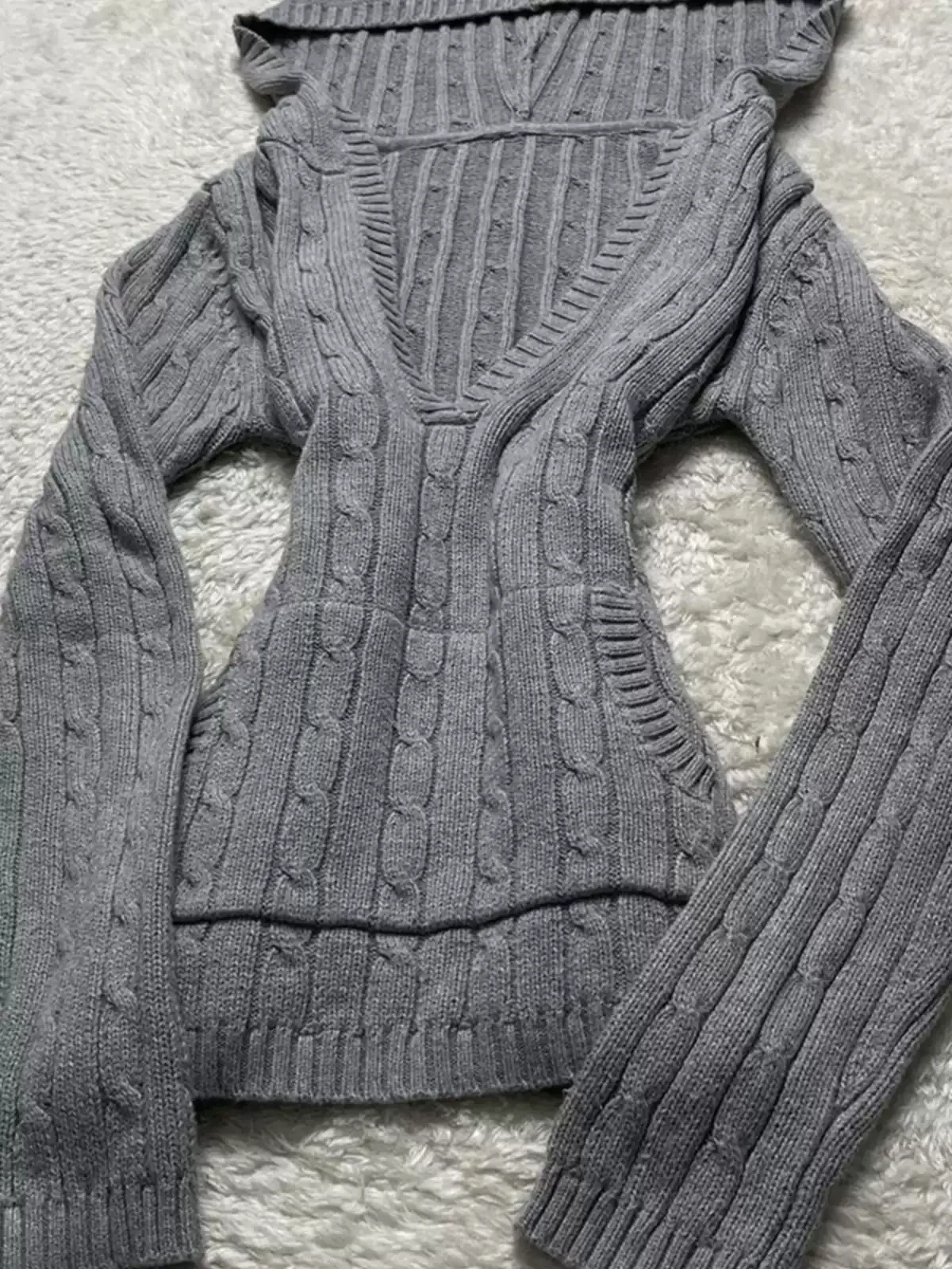 gray hooded twist sweater - Image 3