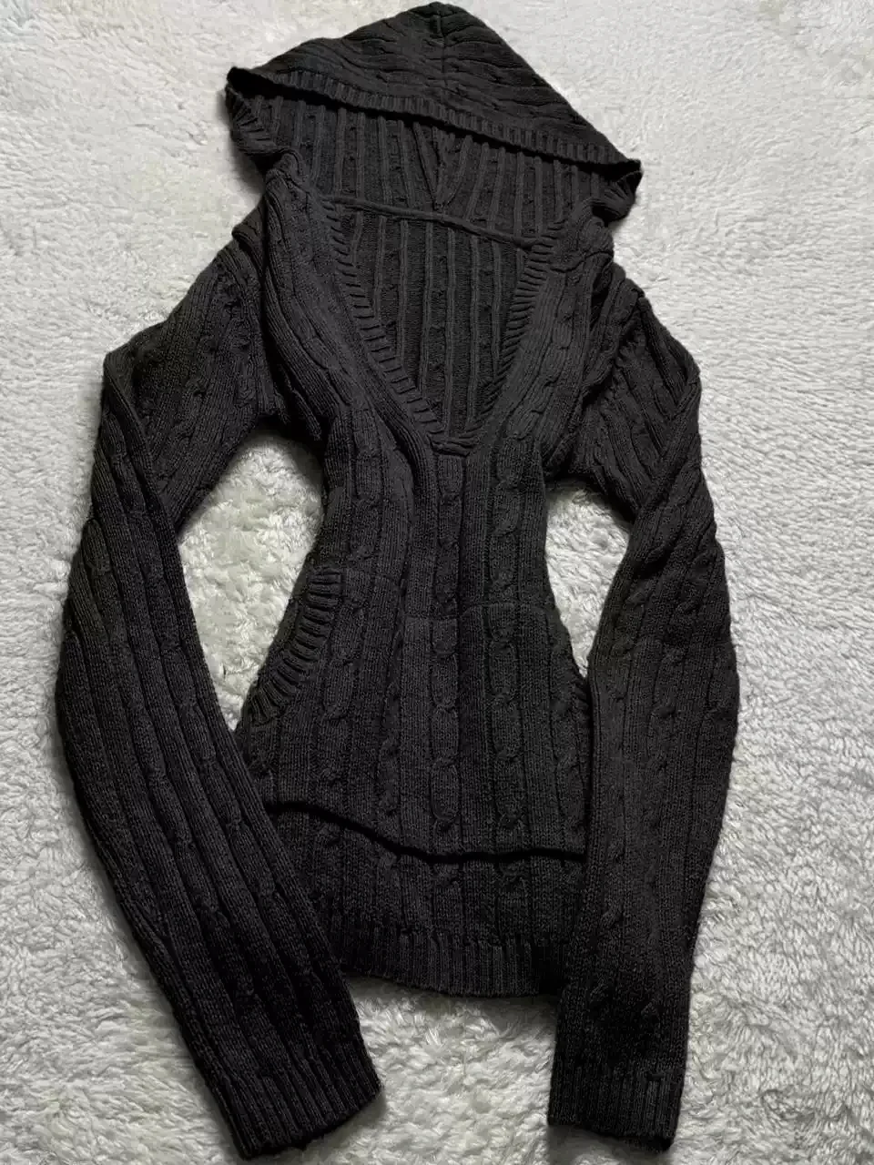 gray hooded twist sweater - Image 4