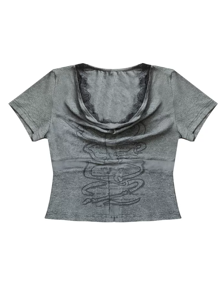 Dark Gray Lace Cross Top - Image 8