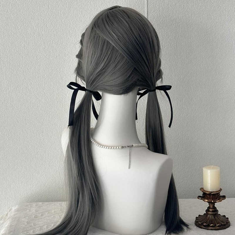 Gray Long Straight Wig - Image 2