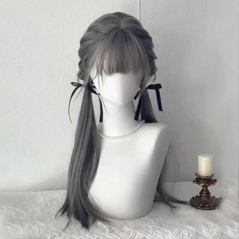 Gray Long Straight Wig - Image 4