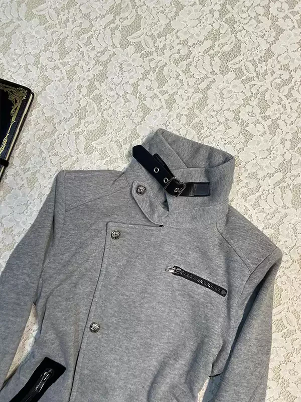 gray stand-up collar jacket - Image 3