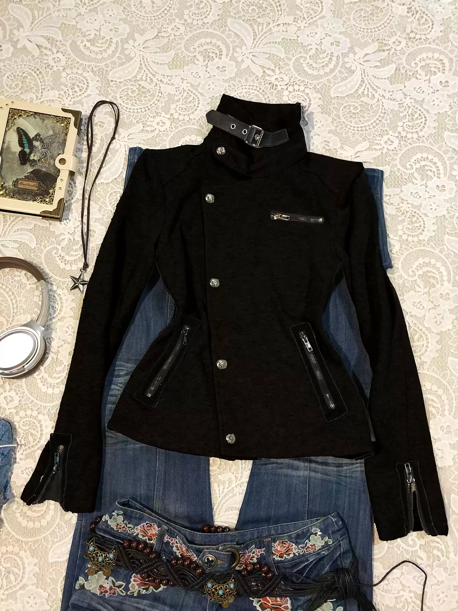 gray stand-up collar jacket - Image 4