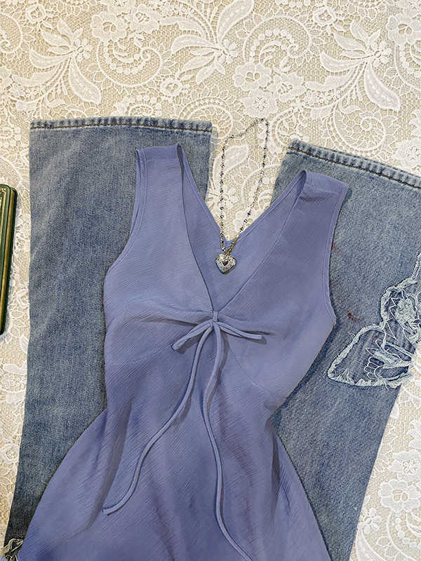 Green Bow Tie Vintage Tank Top - Image 5