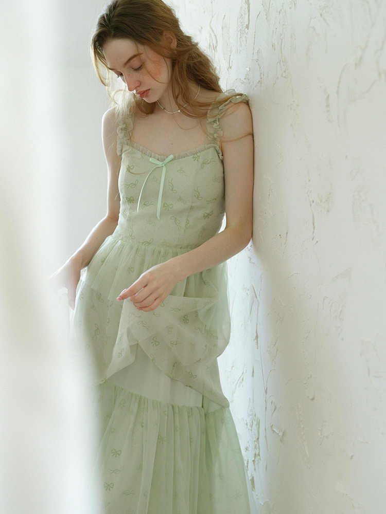 Green Fresh Fairy Suspender Mesh Dress - Image 3