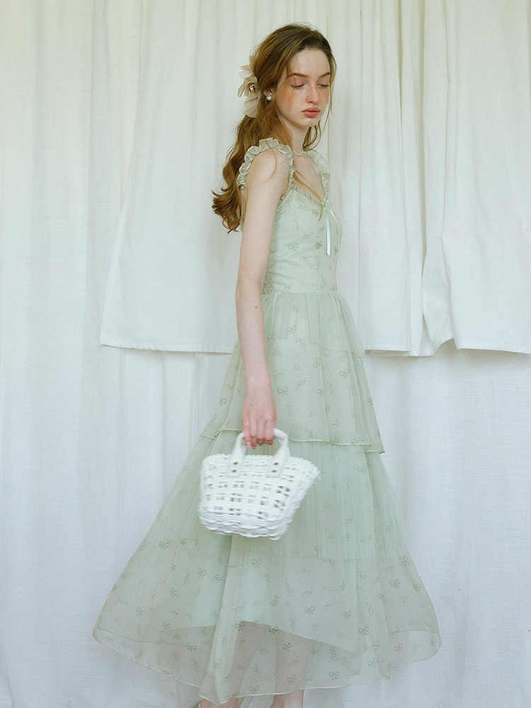 Green Fresh Fairy Suspender Mesh Dress - Image 4