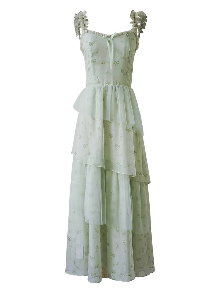 Green Fresh Fairy Suspender Mesh Dress - Image 5