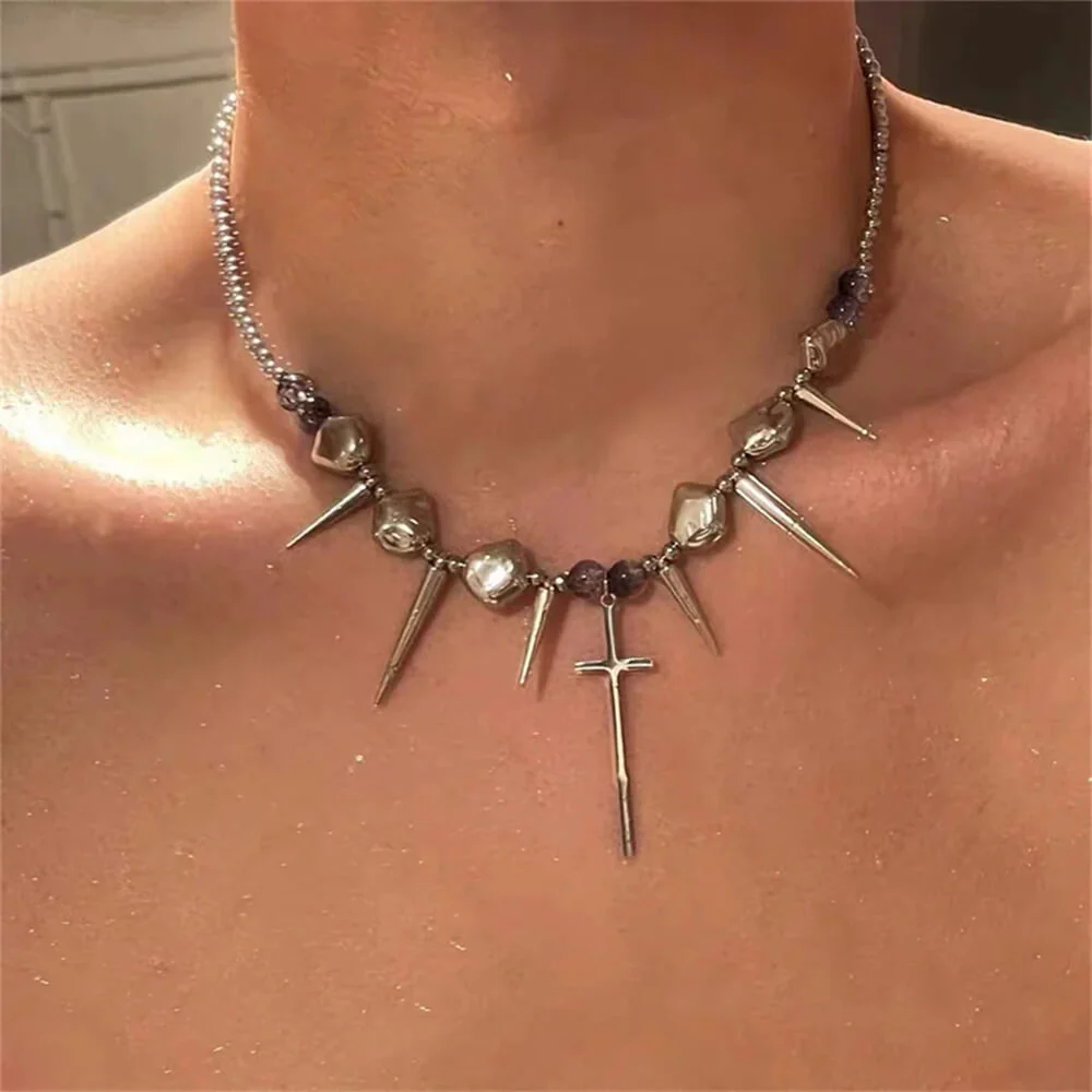 Grunge Aesthetic Cross Necklace - Image 2