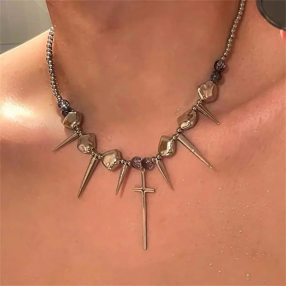 Grunge Aesthetic Cross Necklace - Image 3