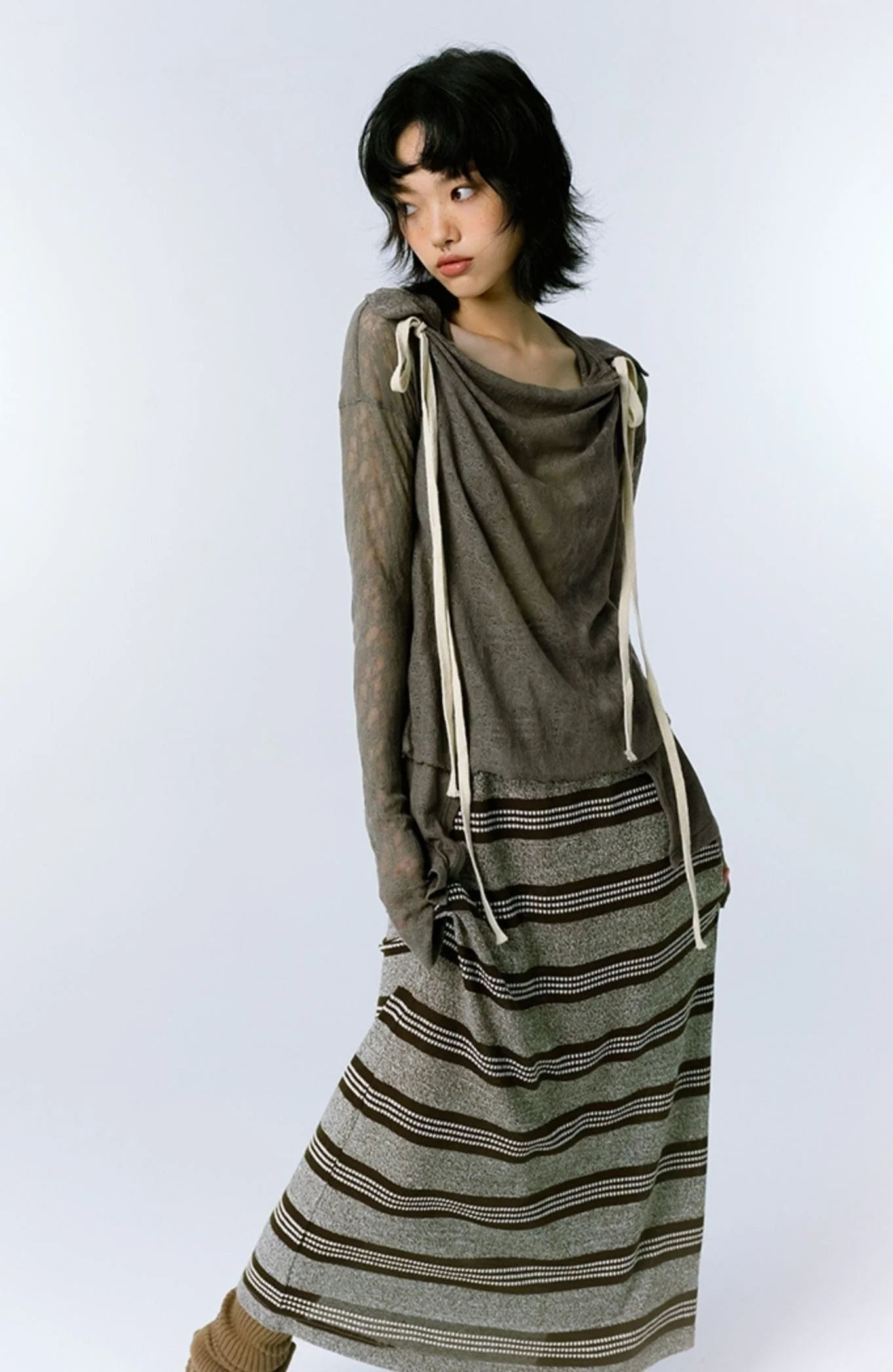 Grunge Asymmetric Long Sleeve Lace Top - Image 3
