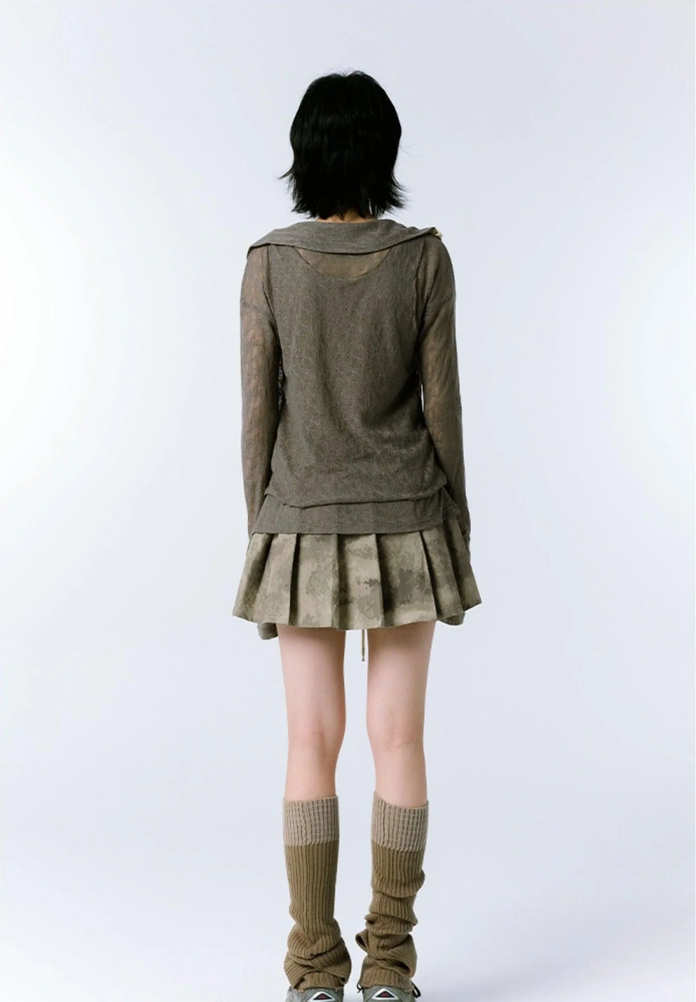 Grunge Asymmetric Long Sleeve Lace Top - Image 5