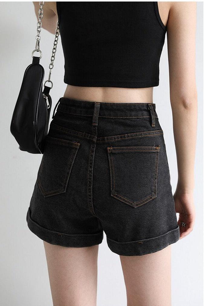 Grunge Black Jean Shorts - Image 3