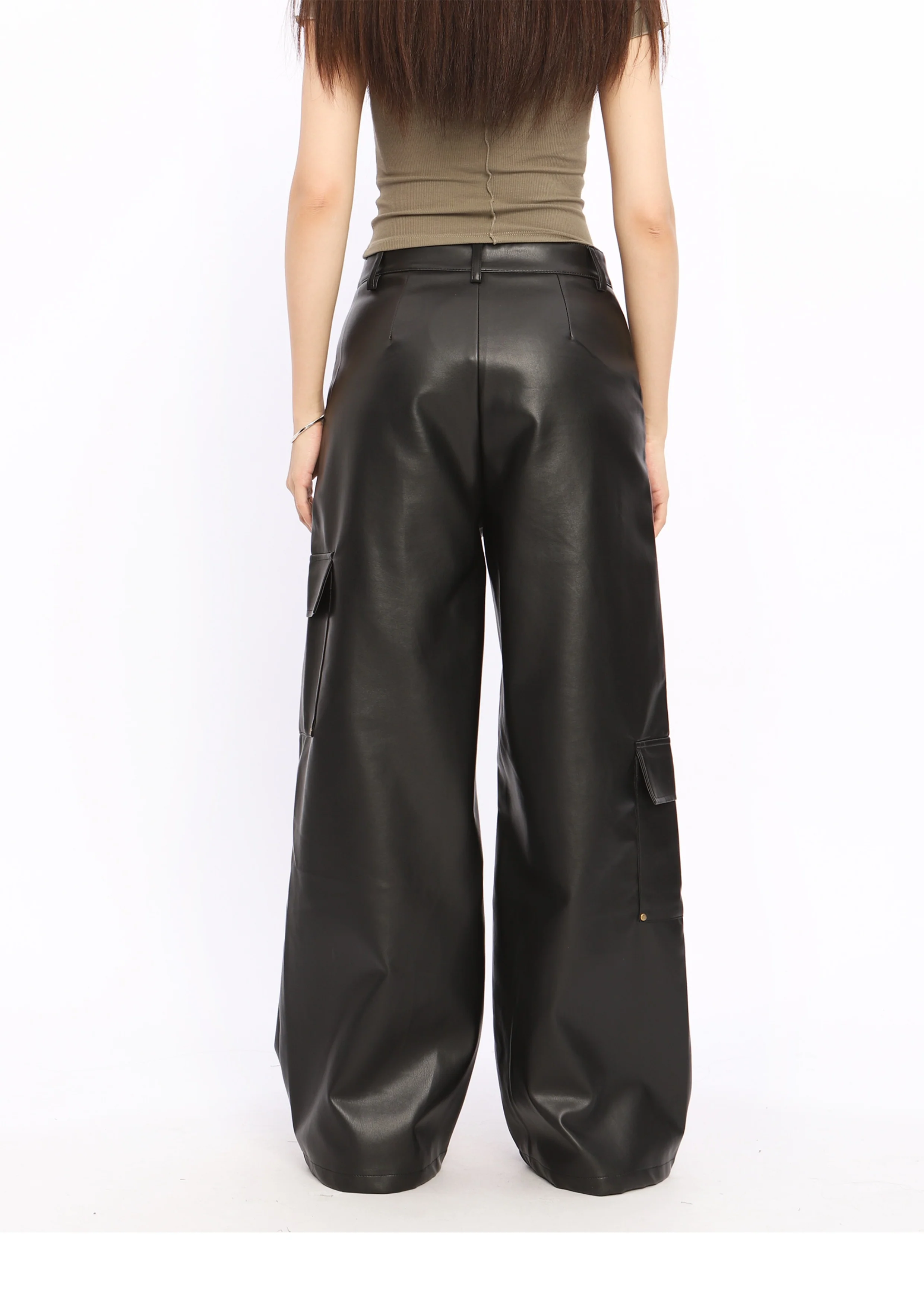 Grunge Black Leather Pants - Image 3