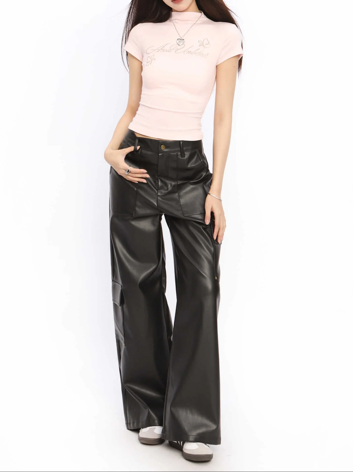 Grunge Black Leather Pants - Image 4